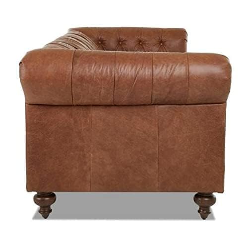 Image of Modern & Classic Chesterfield Sofa 5 Seater Sofa Velvet L-Shape Corner Sectional Button Tufted Sofa for Living Room, Dining Room, Office and Hallway-(Brownn).
