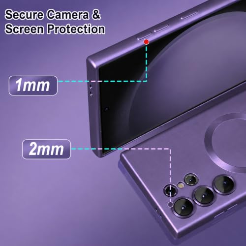 Image of DIZORO Samsung S24 Ultra Case, Compatible with Mag Safe, Matte Luxury Metallic Luster Flexible TPU Wireless Charging Shockproof Case with Camera Protector
