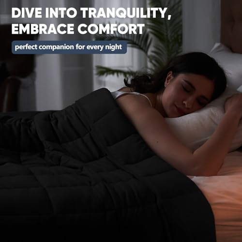 Image of yescool Weighted Blanket for Adults (15 lbs, 48 inch x 72 inch, Black) Cooling Heavy Blanket for Sleeping Perfect for 160-180 lbs, Twin Size Breathable Blanket with Premium Glass Bead, Machine Washable