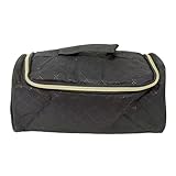 Asixxsix Hair Tools Travel Bag, Thickened Heat Proof Layer with Soft Fabric Lining and Hanging Hook, Portable for Curling Iron Straightener and Styling Accessories (Black)