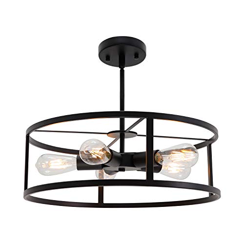 TODOLUZ 5-Lights Farmhouse Flush Mount Ceiling Pendant Lamp, 19.7 Inch Black Hanging Chandelier for Kitchen Hallway Living Room TODOLUZ 5-Lights Farmhouse Flush Mount Ceiling Pendant Lamp, 19.7 Inch Black Hanging Chandelier for Kitchen Hallway Living Room