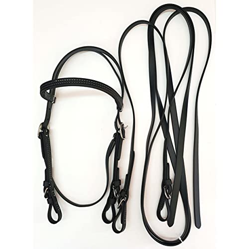 Saddles & Such New Black Color Biothane Buckle Browband Bridle and 8' Split Reins