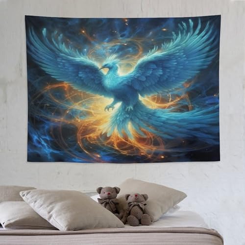 Tapisserie murale suspendue phénix grand tissu déco chambre adulte