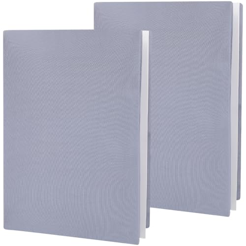CRASPIRE 2Pcs Stretchable Book Covers Gray Book Cover 9 x 14in Notebook Wrap Sleeve Up to 9 x 11in Elastic Rectangle Cloth Protect Washable Reusable Book Sleeves for Hardcover Books Paperback Textbook