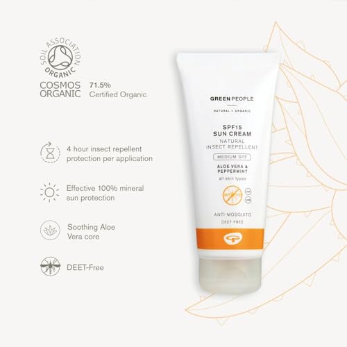 Green People SPF15 Sun Cream with Insect Repellent - Natural, Organic Sunscreen with Citrepel75, Aloe Vera & Mint - Vegan, 100ml - Image 4