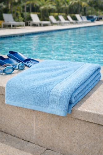 Image of Fitness Mantra Cotton Bath Towel 650 GSM | Heavyweight, Soft & Absorbent | Quick Dry | Large 30 x 60 Inch Towel for Daily Bath Use | 1 Peace| Blue|
