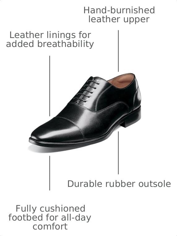 Florsheim Men's Sorano Lux Cap Toe Bal Oxford, Black, 7.5 Wide by Florsheim - Used condition - US$126.28