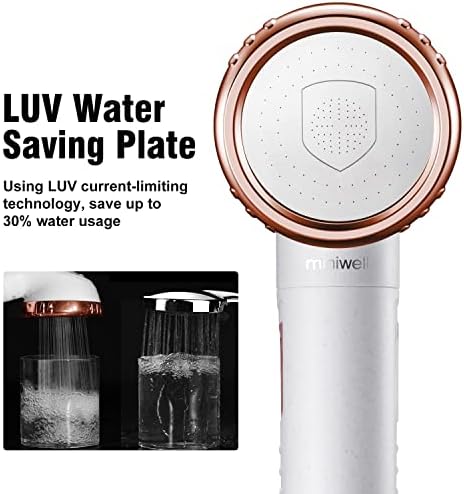 Miniwell Vitamin C Filter Shower Head with Replacement Filters L751 - Filtered Shower Head - Shower Water Filter with SPA Effect- Hard Water Softener for Dry Skin & Hair Loss - Universal System