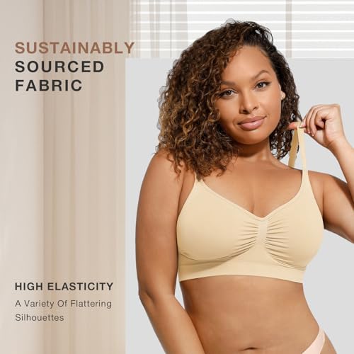 Lover-Beauty Women'S Wireless Seamless Bras No Underwire Stretch Bralettes Comfortable Soft Everyday Bra Beige Large thumb #1