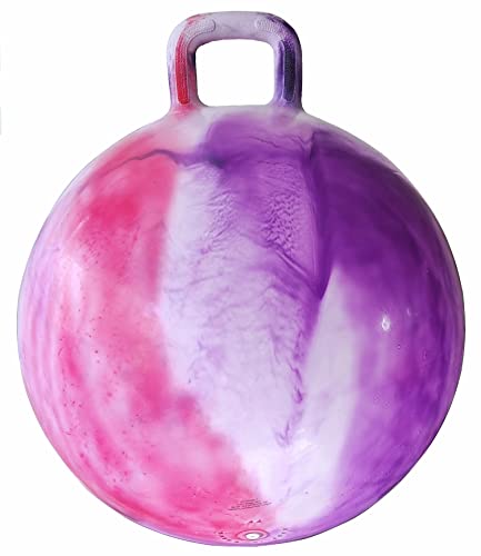AppleRound Hippity Hoppity Hopball with Pump – Bouncy Exercise Ball with Handle for Teens & Adults, 28 Inch / 70 cm for Ages 13+, Cloud Colors (Red & Purple)