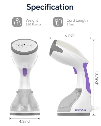 BEAUTURAL Steamer for Clothes, Portable Handheld Garment Fabric Wrinkles Remover, 30-Second Fast Heat-up, Auto-Off, Large Detachable Water Tank - Image 7