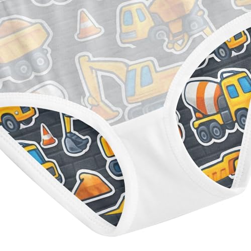 Joisal Cotton Girls Underwear Toddler Cartoon Yellow Construction Vehicles Girl Panties Cute Stylish Briefs Undies Kids 2t 5