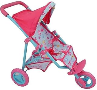 Dolls World 3 Wheel Folding Dolls Stroller - 3 Wheeled Pushchair for Baby Dolls - Folding Kids Stroller Toy - Toy Pram with Storage for Girls - Lightweight Doll Stroller - Toy for Boys & Girls Ages 3+