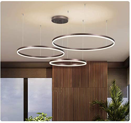 Suspension LED design anneau plafonnier moderne marron 74W luminaire séjour