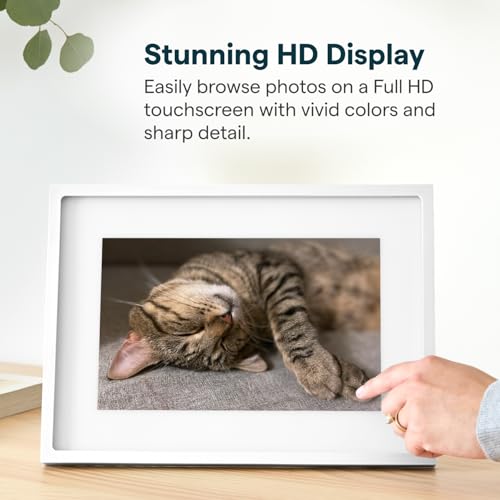 Image of Skylight Digital Picture Frame 2 - 10 inch Full HD Wi-Fi Touch Screen, 16GB Digital Photo Frame, Load Photos & Videos Directly from Phone, Anti-Glare - Ideal for Personalized Gifting, Classic White