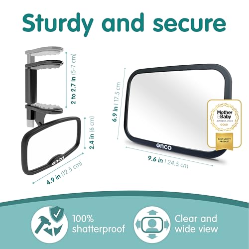 Image of Onco Baby Car Mirror Bundle - Rear & Forward Facing Mirrors, Double Award-Winning, 100% Shatterproof & Shakeproof, 360 Rotation, Wide Convex View, Newborn Essentials