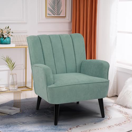 LSSPAID-Accent-Chairs-Fabric-Upholstered-Armchairs-Mid-Century-Modern-Accent-Chair-Wooden-Living-Room-Chairs-Green-Set-of-1 LSSPAID Accent Chairs Fabric Upholstered Armchairs Mid Century Modern Accent Chair Wooden Living Room Chairs Green Set of 1
