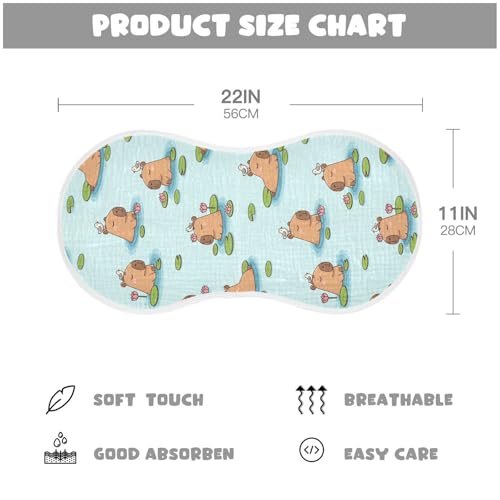 J JOYSAY Capybara Flowers Bird Blue Baby Burp Cloths for Boys Girls Large 22''x11'' Cotton 4 Layer Milk Spit Up Rags for Newborn one sizex22