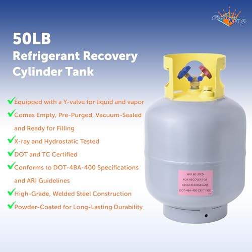 Flame King YSNR501 50 Pound Refrigerant Recovery Cylinder Tank , Gray