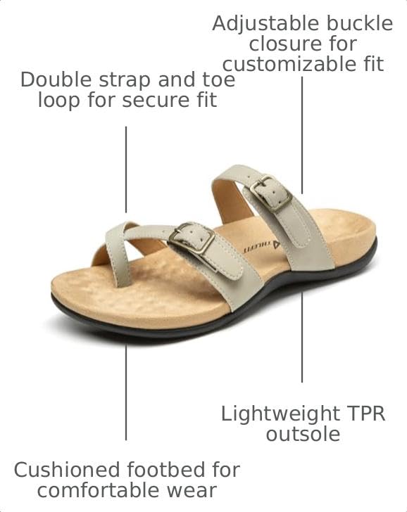 Image of Athlefit Women's Orthopedic Sandal with Arch Support | Adjustable Slip On Open Toe Flat Thong Flip Flops,Plantar Fasciitis Comfy Cushioned Footbed,Dressy Casual Walking Summer