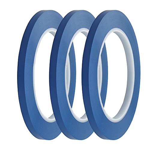 Jinbing High-Temp Vinyl Fine Line Fineline Masking Tape Automotive Paint For Curves Blue (1/4 Inch X 3Rolls) #TOP6