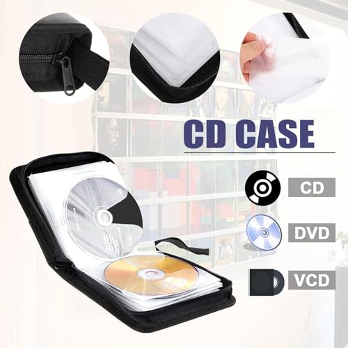 NUWIQ CD DVD Cases for Storage: Blue CD Wallet with 40 Capacity Hard Plastic Sleeves for Discs - Portable Holder Carrying Albums and Games for Car Home Travel - Image 4