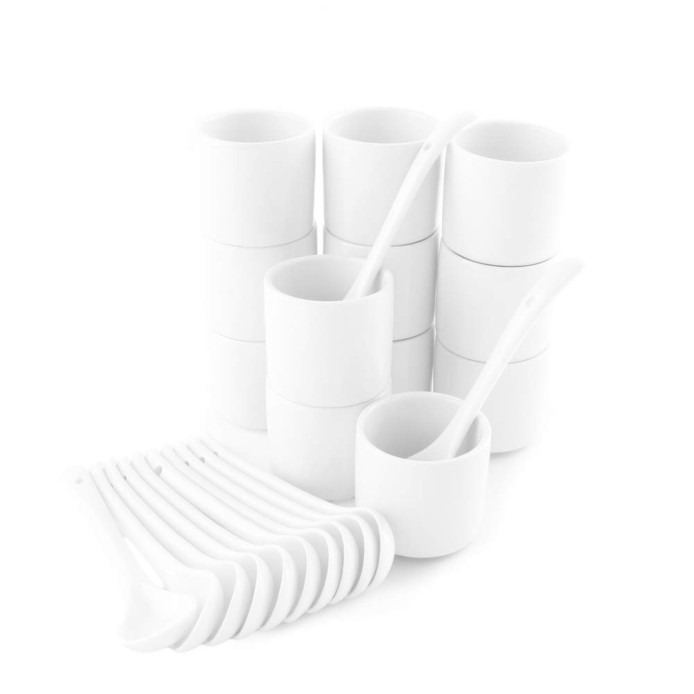 Holst Porzellan Juego de hueveras de Porcelana apilable con Cuchara, Piezas. Home, Blanco, 24-tlg
