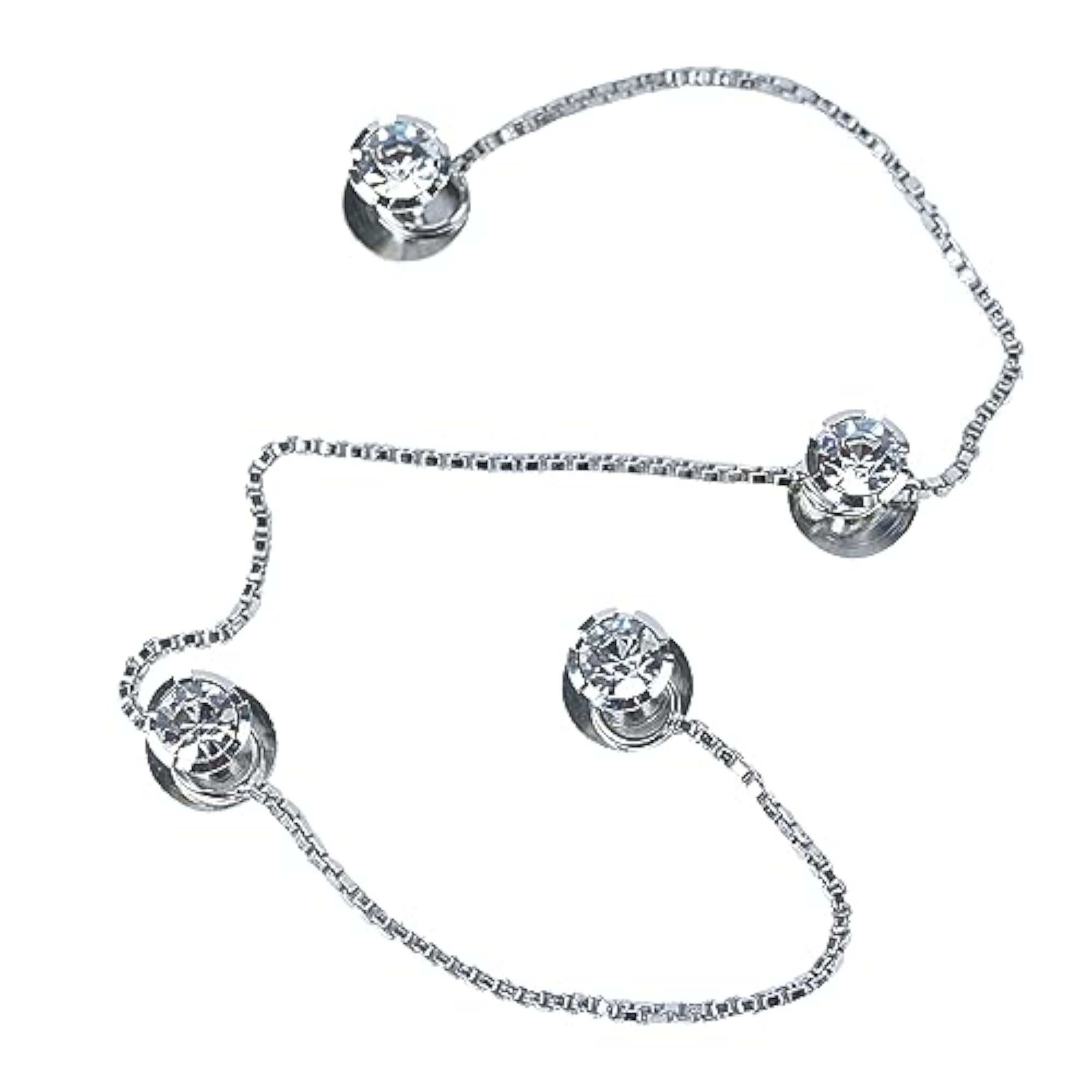 Designer Star Silver Plated Zirconia Buttons, Unisex
