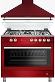 PACK SOLTHERMIC COCINA F9L50G2 ROJA PANORAMICA Y CAMPANA DE 90 8924 (5 FUEGOS Y HORNO PANORAMICO/GAS BUTANO Y GAS CIUDAD/ENTREGA A DOMICILIO Y RETIRADA DEL USADO GRATIS/ALTA GAMA