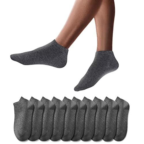 YouShow Sneaker Socken Herren Damen 10 Paar Kurze Halbsocken Quarter Baumwolle Unisex(Dunkelgrau 43-46 1