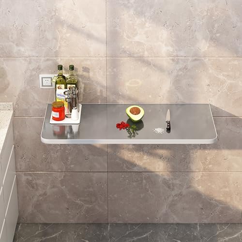 Table pliante murale en acier inoxydable pour petit bureau d'ordinateur - 3