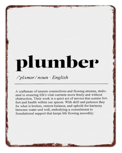 Plumber Occupation Description Antique Style Tin Metal Sign Skilled Tradesman Wall-Art For Office Den 8 X 12 inch