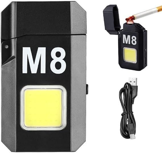 PICSTAR Multifunctional Portable Mini High Brightness Lighting Torch Lighter, Windproof Plasma Pulse Dual Arc USB Rechargeable Lighter, Outdoor Survival Emergency Lighter