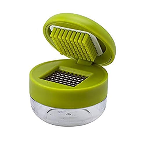Joie Garlic Press and Chopper with Storage Container, Stainless Steel Blades, Green by Joie - Used condition - US$6.15