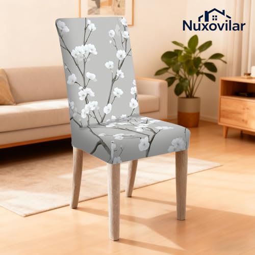 Image of Nuxovilar 4PCS White Plum Blossom Stretch Chair Covers 24x70in