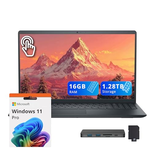 Image of Dell Inspiron 15.6 inch FHD Touchscreen Laptop, Intel Core i7-1355U, 16GB RAM, 1.28TB Storage (1TB SSD + 288GB Docking Station Set), Wi-Fi 6, Backlit Keyboard, Fingerprint Reader, Windows 11 Pro, Black