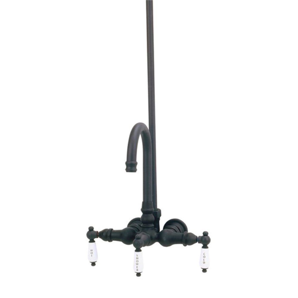 ECTW16PB Tub Filler/Shower System, Hot and Cold Porcelain Lever Handles, Polished Brass