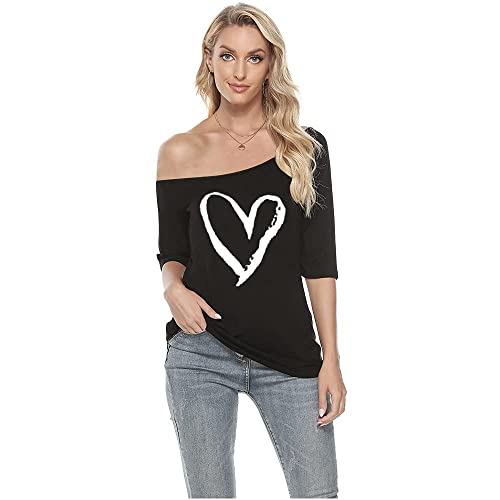 MAGICMK Women Casual Plus Size Lips Print Off Shoulder T-Shirt Tops3