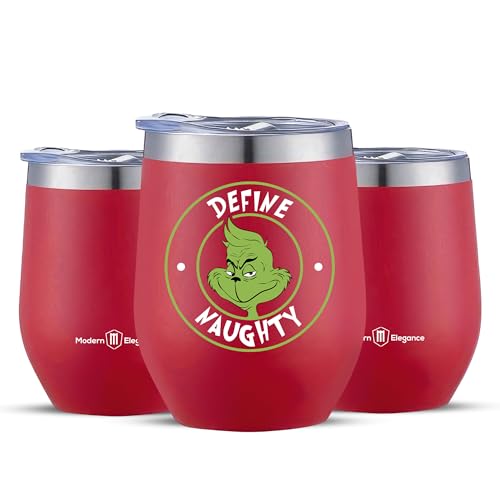 Modern Elegance Copo de Natal Grinch - Caneca isolada de aço inoxidável de 340 g com tampa, canudo e