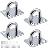 MZMing 4 Piezas Ganchos M6 de Acero Inoxidable 304 para Techo Pared Placa de Ojales Ganchos con Tornillos y Tapones de Goma para Yoga Entrenamiento Columpio Saco de Boxeo Aparejo de Barco