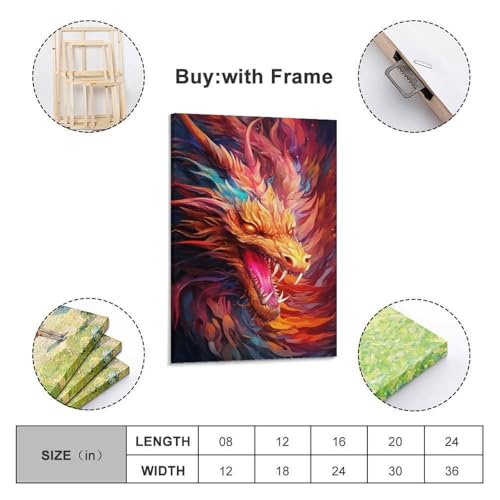 Poster dragon coloré toile impression HD cadre WIZIGM