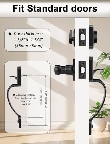 Image of Tinewa Camelot Black Front Door Handle and Deadbolt Set, Front Door Lock Set, Matte Black Finish, Upgated Entry Door Handle with Accent Wave Door Lever with Reversible Handle Lever, 1 Pack