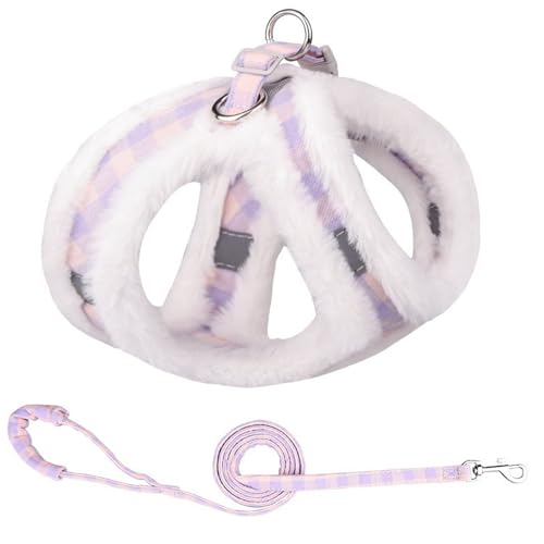 Reflektierendes Plüsch Hundegeschirr und Leinen Set für den Winter Atmungsaktives Hundeweste...