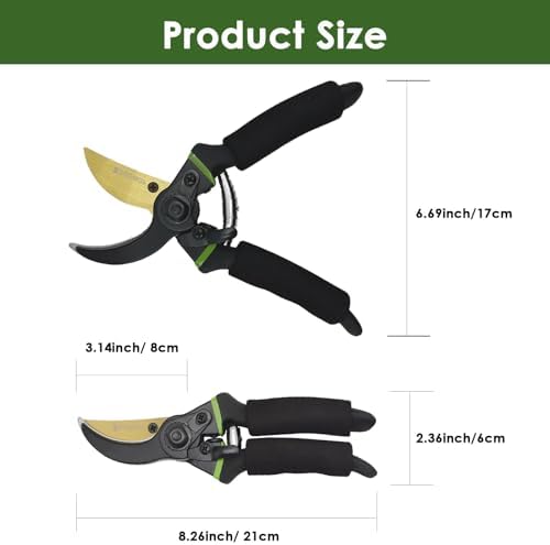 SYEONKOS Secateurs, with Spare Blade&Spring, Premium Titanium Garden Pruning Secateurs Soft Handle Gardening Scissors, Professional Hand Pruners