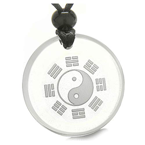 BestAmulets Amulet Yin Yang BA GUA Eight Trigrams Magic and Crystal Quartz Pendant Necklace