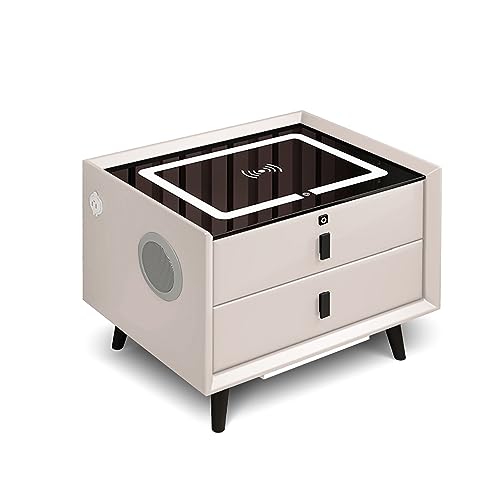 Comodino con stazione di ricarica, con serratura a impronta...