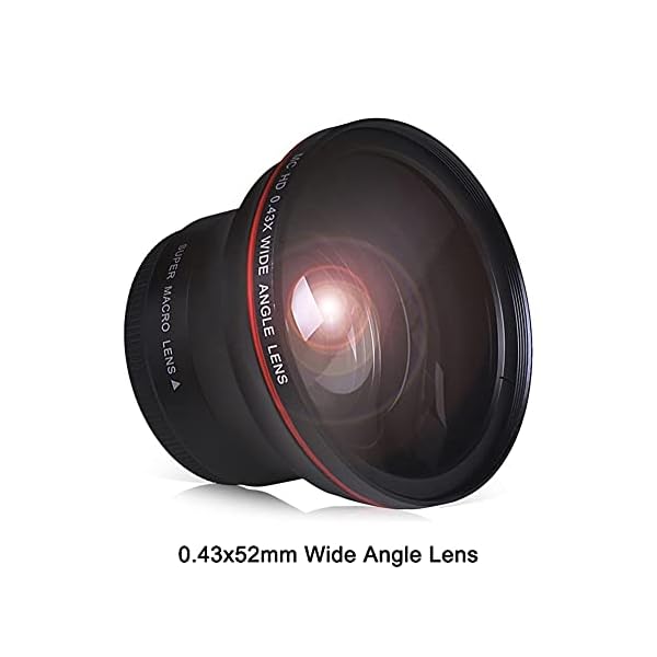 YooSz SLR Kameraobjektiv Ersetzen Sie Das Zubehör 52mm 0,43X Professionell HD Weitwinkelobjektiv Mit Makroanteil/Fit Für… – Bild 3