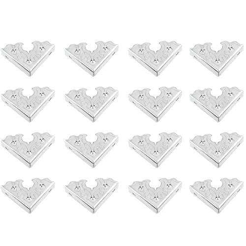 Image of 16 Pcs Table Corner Protectors, Silver Metal Antique Decorative Furniture Edge Corner Guards, 0.98x0.98x0.35inch Corner Pads Box Corner Decorative Edge Protector