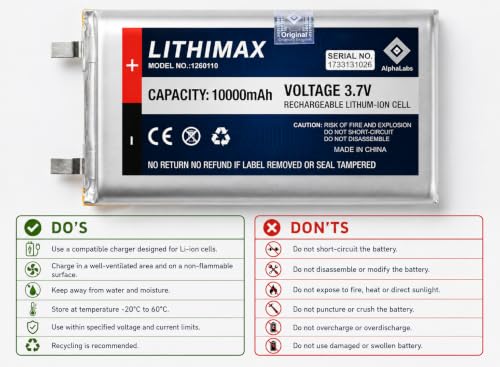 Generic LITHIMAX 1260110 10000mAh 3.7V Li-Po Battery Pack of 2 - Image 4