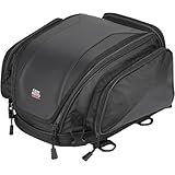 KEMIMOTO シートバッグ バイク 拡張機能あり 18-22L ツーリングバッグ 防水 撥水加工 レインカバー付き リアバッグ 変形しにくい 荷物固定ベルト付き キャンピングシートバッグ バイク用品 汎用性 Ninja400/ZX-25R/V-STROM250/CBR400R/G/カブほとんどのオートバイに適用 KM3701 ブラック